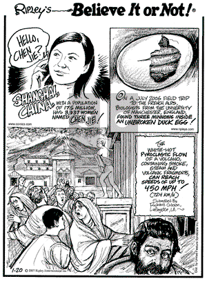 Ripley's Believe It or Not on Saturday January 20, 2007 Comic Strip