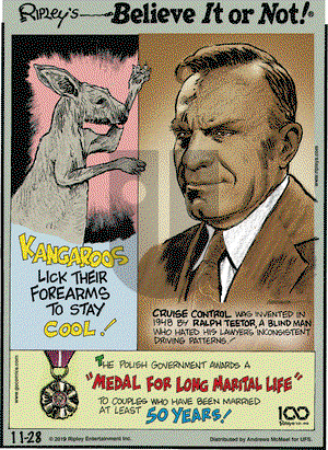 Ripley's Believe It or Not on Thursday November 28, 2019 Comic Strip