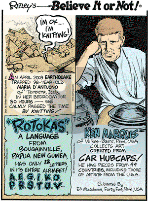 Ripley's Believe It or Not on Monday July 13, 2009 Comic Strip