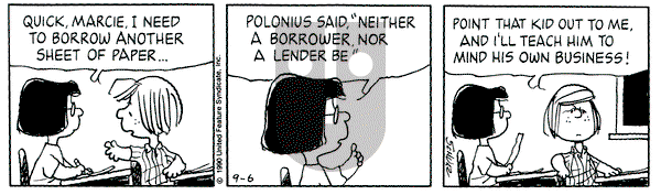 Peanuts on Thursday September 6, 1990 Comic Strip