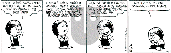 Calvin and Hobbes - Tuesday January 13, 1987 Comic Strip