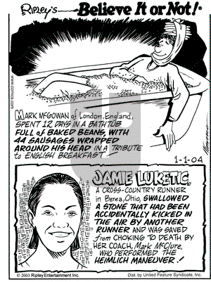 Ripley's Believe It or Not on Thursday January 1, 2004 Comic Strip