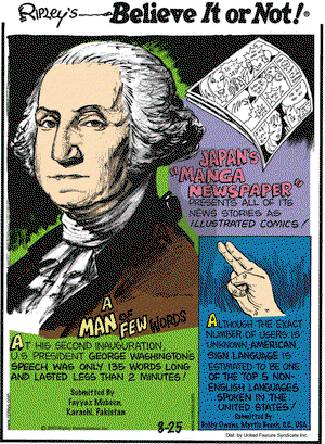 Ripley's Believe It or Not on Wednesday August 25, 2010 Comic Strip