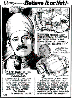 Ripley's Believe It or Not on Saturday July 19, 2008 Comic Strip
