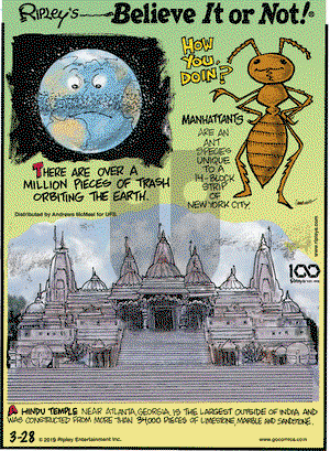 Ripley's Believe It or Not on Thursday March 28, 2019 Comic Strip