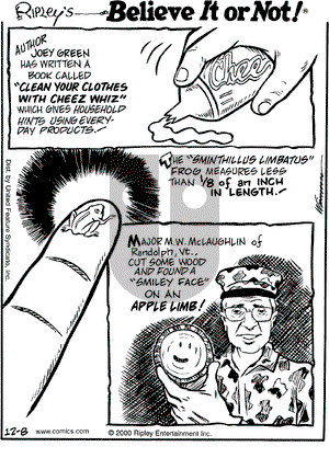 Ripley's Believe It or Not on Saturday December 9, 2000 Comic Strip