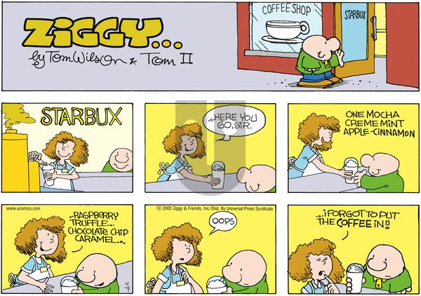 Ziggy on Sunday April 7, 2002 Comic Strip
