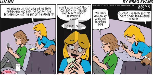 Luann on Sunday September 15, 2019 Comic Strip