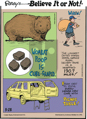Ripley's Believe It or Not on Thursday May 28, 2020 Comic Strip