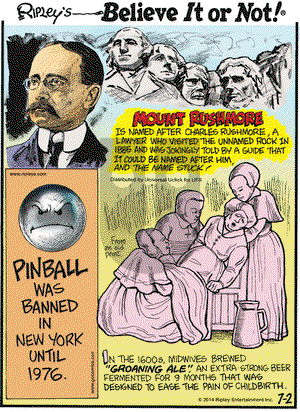 Ripley's Believe It or Not on Wednesday July 2, 2014 Comic Strip