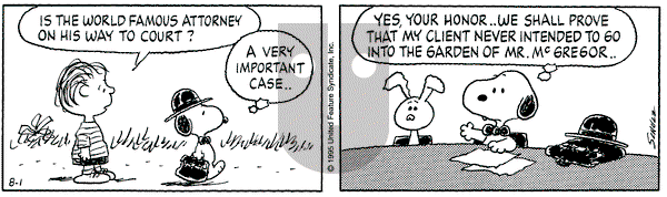 Peanuts on Tuesday August 1, 1995 Comic Strip
