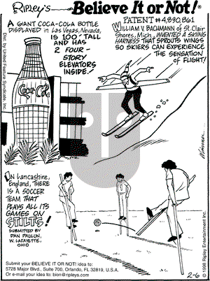 Ripley's Believe It or Not on Friday February 6, 1998 Comic Strip