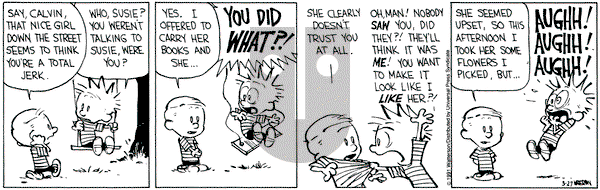 Calvin and Hobbes on Wednesday March 27, 1991 Comic Strip