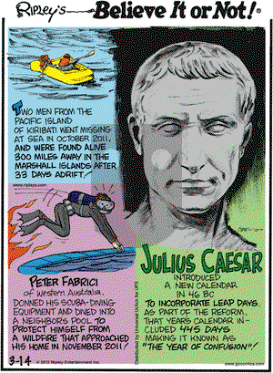 Ripley's Believe It or Not on Wednesday March 14, 2012 Comic Strip