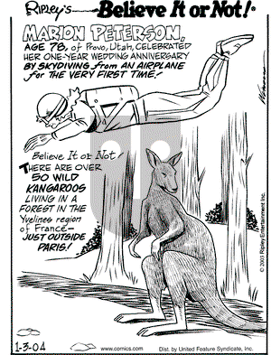 Ripley's Believe It or Not - Saturday January 3, 2004 Comic Strip