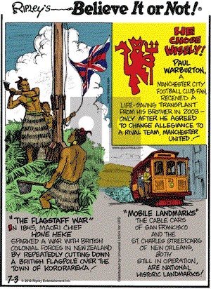 Ripley's Believe It or Not on Tuesday July 3, 2012 Comic Strip