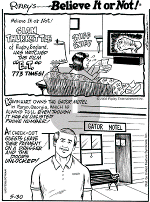 Ripley's Believe It or Not on Thursday May 30, 2002 Comic Strip