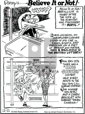 Ripley's Believe It or Not on Monday December 11, 2000 Comic Strip