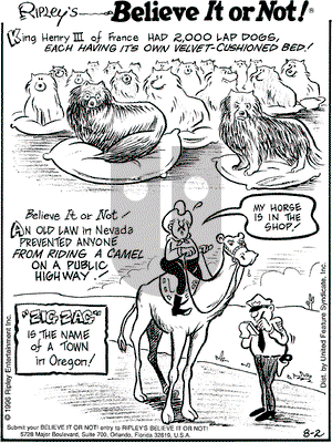 Ripley's Believe It or Not on Friday August 2, 1996 Comic Strip