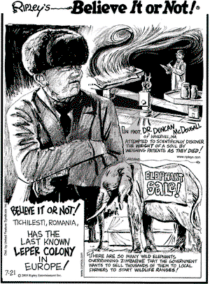 Ripley's Believe It or Not on Thursday July 21, 2005 Comic Strip