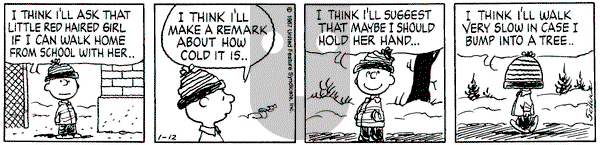 Peanuts on Monday January 12, 1987 Comic Strip