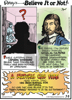 Ripley's Believe It or Not on Thursday July 3, 2014 Comic Strip
