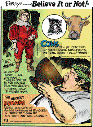 Ripley's Believe It or Not on Monday July 8, 2013 Comic Strip