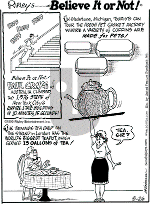 Ripley's Believe It or Not on Thursday August 26, 1999 Comic Strip