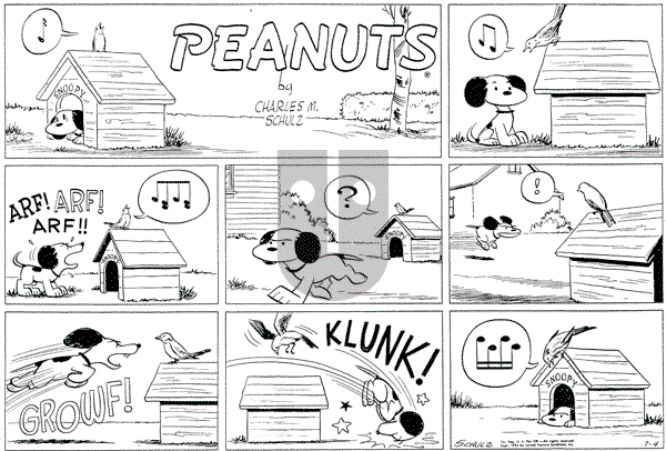Peanuts - Sunday July 4, 1954 Comic Strip
