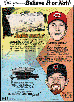 Ripley's Believe It or Not on Friday September 13, 2013 Comic Strip