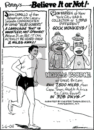 Ripley's Believe It or Not on Tuesday January 6, 2004 Comic Strip