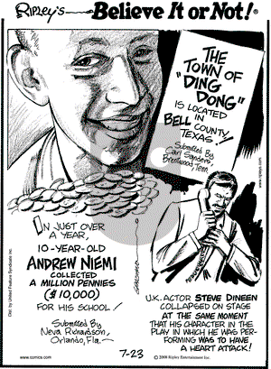 Ripley's Believe It or Not on Wednesday July 23, 2008 Comic Strip