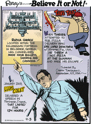 Ripley's Believe It or Not - Friday April 3, 2009 Comic Strip