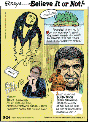 Ripley's Believe It or Not on Saturday September 24, 2016 Comic Strip