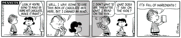 Peanuts - Thursday April 7, 1966 Comic Strip