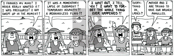 Cathy Classics on Wednesday August 25, 1993 Comic Strip