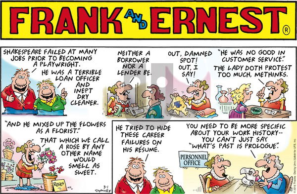 Frank and Ernest on Sunday March 1, 2015 Comic Strip