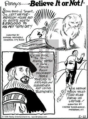 Ripley's Believe It or Not on Tuesday February 10, 1998 Comic Strip