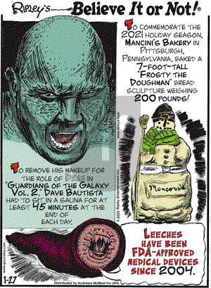 Ripley's Believe It or Not - Thursday January 27, 2022 Comic Strip