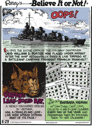 Ripley's Believe It or Not on Friday June 29, 2012 Comic Strip