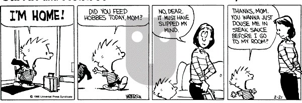 Calvin and Hobbes - Friday February 21, 1986 Comic Strip