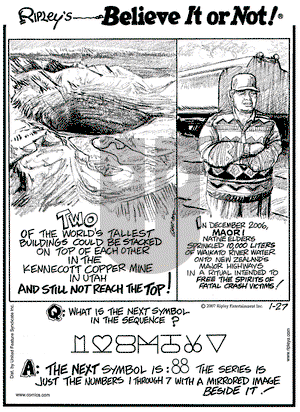 Ripley's Believe It or Not on Saturday January 27, 2007 Comic Strip