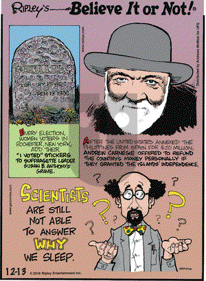 Ripley's Believe It or Not on Thursday December 13, 2018 Comic Strip
