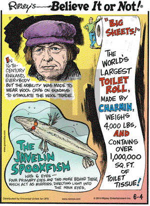Ripley's Believe It or Not on Wednesday June 4, 2014 Comic Strip