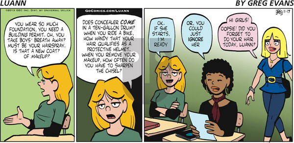 Luann on Sunday November 17, 2013 Comic Strip