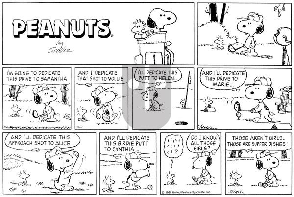 Peanuts on Sunday May 1, 1988 Comic Strip