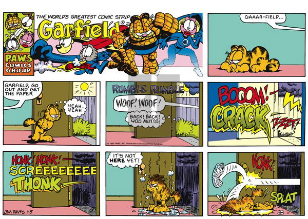 Garfield on Sunday January 5, 1997 Comic Strip