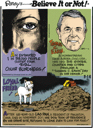 Ripley's Believe It or Not on Friday March 16, 2012 Comic Strip