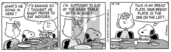 Peanuts - Monday October 14, 1996 Comic Strip