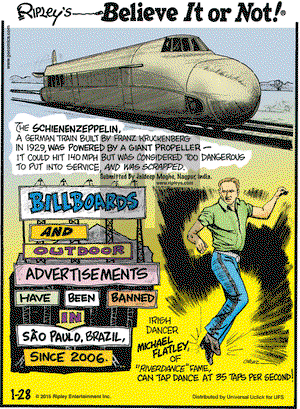 Ripley's Believe It or Not on Wednesday January 28, 2015 Comic Strip